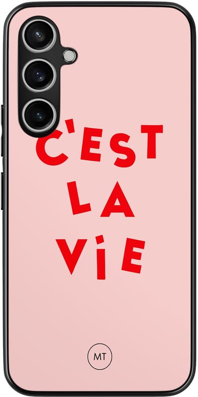 Hoesje geschikt voor Samsung Galaxy S23 FE - C'est la vie - TPU Hard Case Backcover - Roze - Mooie Telefoonhoesjes