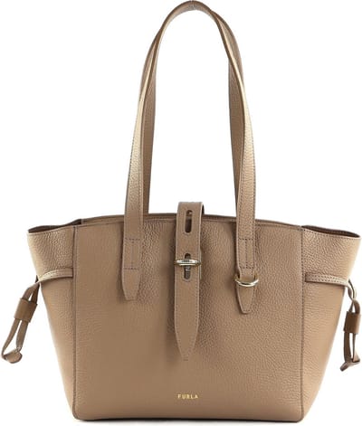 FURLA Leren Handtas Schoudertas Net Tote Bag 24 Greige Taupe