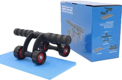 Buikspiertrainer Wielen - Fitnessroller Buik - Buikspieren Trainen - Vier Wiel Stabiliteit - Niet gespecificeerd - Zwart