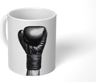 Mok - Koffiemok - Bokshandschoen - Zwart - Hand - Mokken - 350 ML - Beker - Koffiemokken - Theemok