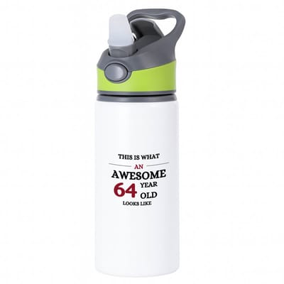 Hacebo® - This is what an awesome 64 year old looks like waterfles met rietje groen - iemand die 64 jaar is geworden - de jarige - verjaardagscadeau - kado - geschenk - gift - leuke verjaardagscadeau - felicitatie - water fles - 650ML
