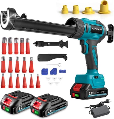 Accu Kitpistool - Draadloos Afdichtingsgereedschap - Snel Afkitten - 6 Snelheden Instelbaar - 300 ml Cartridges - Zwart