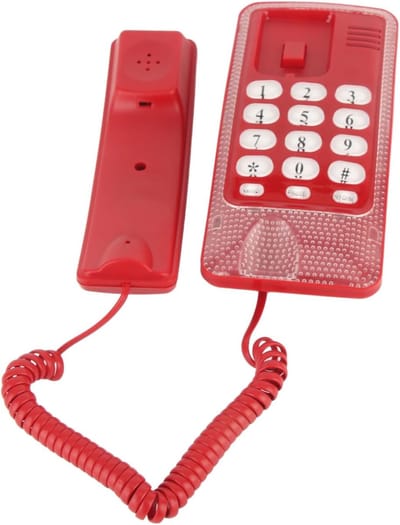 Vaste Telefoon - Huistelefoon Wandmodel - Ruimtebesparend Werken - Mute Functie - 19 x 9 x 8 cm - Rood