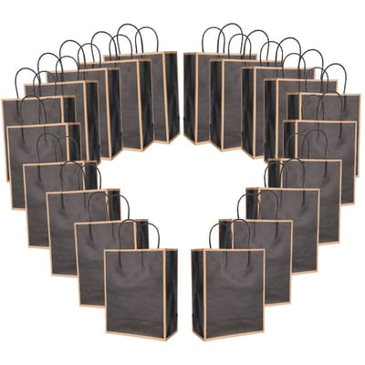 20pcs Sac en Papier Kraft Réutilisable Écologique Sac pour Vêtements Cadeaux 21 x 11 x 27.5cm(Noir foncé )
