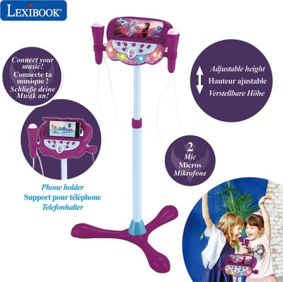 Frozen Verstelbare Standaard met 2 Microfoons met Stemeffecten, Verlichting, Luidspreker, Bluetooth
