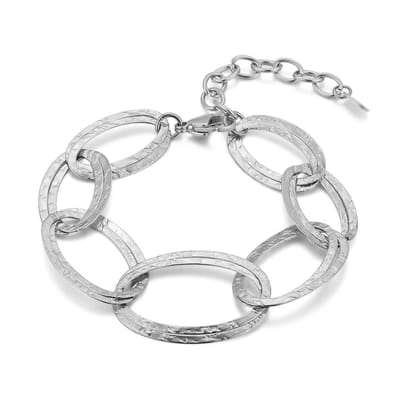 Twice As Nice Armband in edelstaal, schakelvormen Zilverkleurig 16cm+3cm