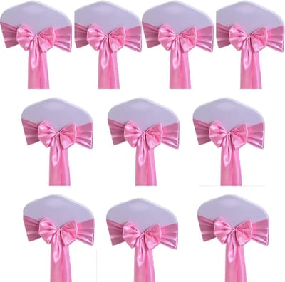 10 Stuks Satijnen Stoelhoes Strikken voor Feestdecoratie, Bruiloft, Verjaardag en Evenementen (Roze)