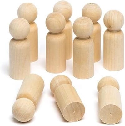 Winkrs Houten Pionnen Blanco - Klein Mannetje - DIY - 20 Stuks - 33mm