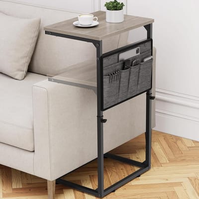 C-vormige bijzettafel - Slabank tafel - Ruimtebesparing - In hoogte verstelbaar - 83 cm hoog - Grijs