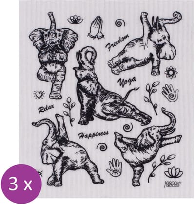 Set van 3 Ecologische Sponsdoekjes - Yoga - Vegan - Plasticvrij - Wasbaar - Composteerbaar - Groovy Goods