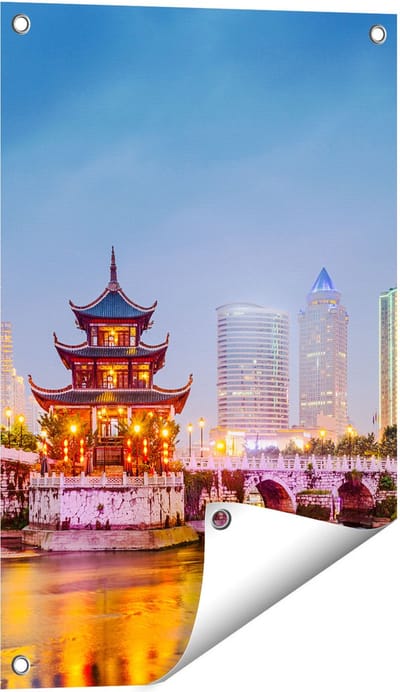 Gards Tuinposter Rivier bij Stad Guiyang in China - 40x60 cm - Tuindoek - Tuindecoratie - Wanddecoratie buiten - Tuinschilderij