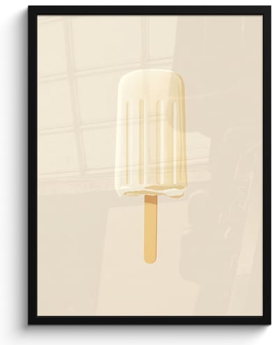 Poster in lijst - Fotolijst 50x70 cm - Posters - Minimalistisch - Waterijsje - Stokje - Beige - Posterlijst zwart - Decoratie - Wanddecoratie woonkamer - Muurdecoratie slaapkamer