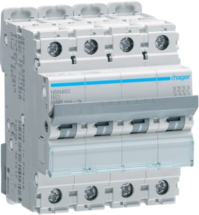 Hager Installatieautomaat 4-polig 63 A B-karakteristiek 10 (15) kA