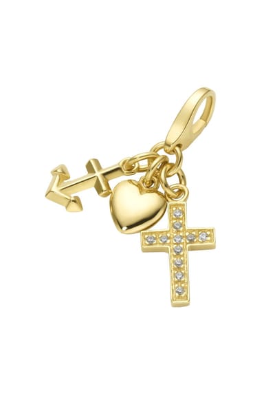 Giorgio Martello | charm | bedel, hanger "geloof, hoop en liefde" Giorgio Martello goud op zilver 925/000 glanzend verguld met karabijn slot. Geschikt voor vele bedel armbanden en direct klikken.