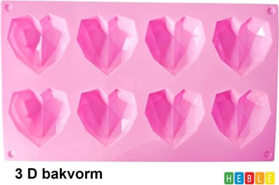 *** Bakvorm - Chocolademal - Mal - Siliconen mal - Hartjes - 8 hartjes - 3D Bakvorm - Bakken - Chocolade - Cakevorm - Chocoladevorm - Bonbons - Koken - Keukenaccessoires - Cadeau Chocolaatjes - van Heble® ***