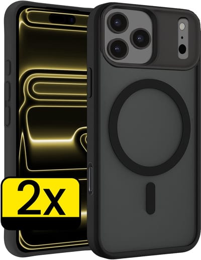 Hoesje - 2 Stuks - Geschikt voor Apple iPhone 17 Pro - Magsafe Compatible - Sterk & Shockproof - Back Cover - Shock Proof Case - Telefoon Hoes - Telefoonhoesjes - Zwart