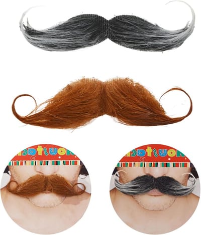 Set van 2 Zelfklevende Snorren en Neppenbaarden voor Cosplay en Halloween, Perfecte Accessoires voor Feestkostuums en Theatrale Optredens