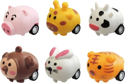 Lieve Diertjes met pull back motor- 12 stuks uitdeelcadeautje traktatie kinderfeestje - random levering