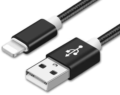 Oplaad kabel Iphone USB- Lightning 1 Meter (zwart-Nylon)