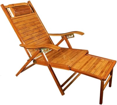 Opvouwbare Ligstoel - Bamboe Lounger - Buiten Ontspannen - Verstelbare Rugleuning - 6 standen - Natuurlijk