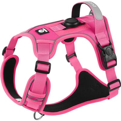 Harnais Anti-Traction pour Chiens de Grande et Moyenne Taille Réfléchissant Anti-Évasion Tracker Sangle de Poitrine Respirant Réglable Accessoires pour Animaux de Compagnie (rose red,XL) rouge rose