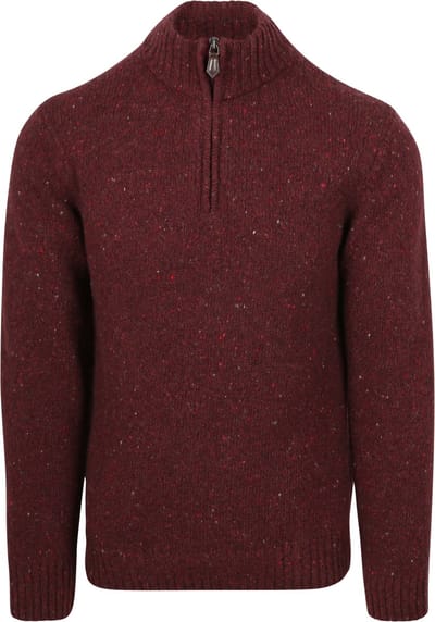Suitable Half Zip Trui Donnegal Tweed Eco Wool Bordeaux - Maat M - Heren - Quarter zip - Schipperstrui met rits - Volwassen mannen