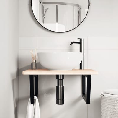 vidaXL - Badkamer - wandschap - staal - en - massief - eikenhout