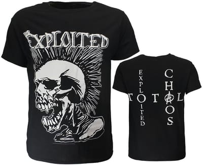 The Exploited Mohican Skull T-Shirt - Officiële Merchandise - S