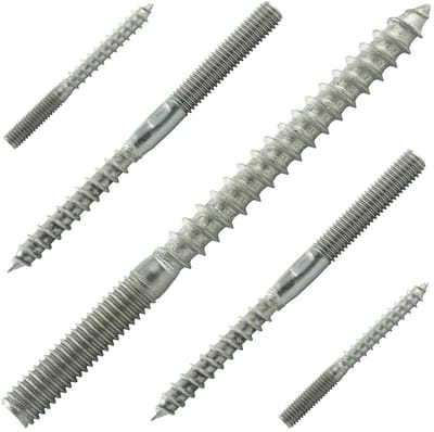Stokschroeven M10 x 100 mm - 20 Stuks - Roestvrij Staal A2 Dubbele Schroefdraad