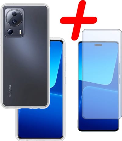 Hoesje Met Screenprotector - Geschikt voor Xiaomi 13 Lite - Sterk & Shockproof - Back Cover - Siliconen Case - Telefoon Hoes - Transparant