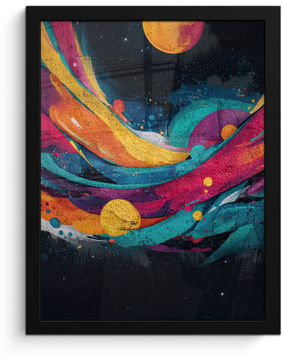 Poster in lijst - Fotolijst 30x40 cm - Posters - Banen - Golven - Kleurrijk - Abstract - Posterlijst zwart - Decoratie - Wanddecoratie woonkamer - Muurdecoratie slaapkamer