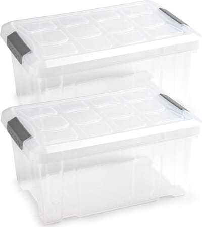 PlasticForte Opbergbak met deksel - 3x - 5 liter - transparant - 29 x 19 x 14 cm - opslagbak