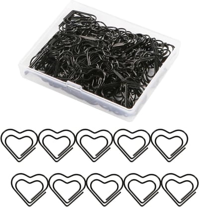 Mini Paper Clips in de vorm van schattige hartjes - 100 stuks voor het organiseren van papier, knutselen en kantoorgebruik (Zwart)
