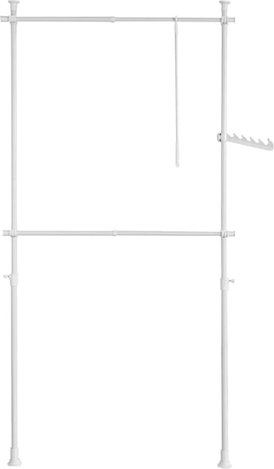 Mara Kledingrek - Klerenrailsysteem - Opbergsysteem - Staal - Wit - Praktisch - B (77-112) x H (103-278) cm