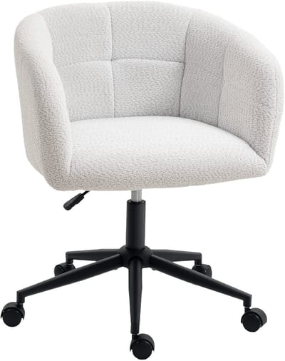 HOMCOM bureaustoel - polyester/schuim/staal - 65x59x85 - crème+zwart
