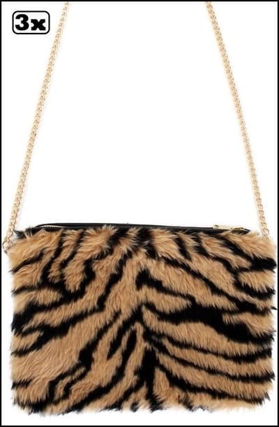 3x Tas tijger - hand tas ketting dier festival feest party