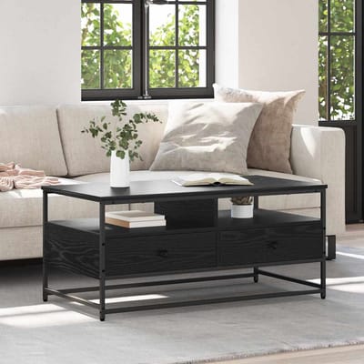 vidaXL - Salontafel - Zwart - eiken - 100 - x - 51 - x - 45 - cm - Bewerkt - hout