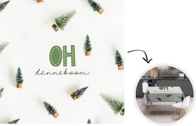 Kerst Tafelkleed - Kerstmis Decoratie - Tafellaken - Winter - Kerst - Dennenboom - 180x180 cm - Kerstmis Versiering