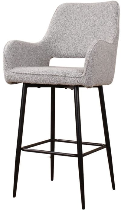 DS4U - Lenon barkruk – barstoel met luxe boucle stof en trendy design - 65 cm - grijs