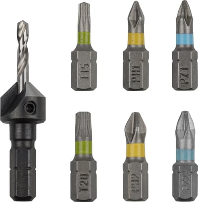 wolfcraft - Flipbit toebehoren - Verzinkboor - PH 1, PH 2, PZ 1, PZ 2, TX 15, TX 20 - 3085000