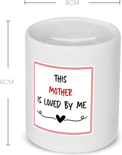 Akyol - this mother is loved by me Spaarpot - Mama - iemand die houdt van zijn moeder - moeder cadeautjes - moederdag - verjaardag - geschenk - kado - 350 ML inhoud