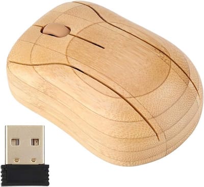 Bamboe Draadloze Optische Muismat - Ergonomische USB 2.4GHz Muizen voor PC en Laptop, Duurzaam en Milieuvriendelijk
