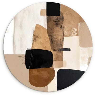 WallCircle® Wandcirkel 120x120 cm - Muurcirkel Vlakken - Abstract - Zwart - Strepen - Muurdecoratie woonkamer - Wanddecoratie slaapkamer - Kamer decoratie accessoires - Ronde schilderijen XXL