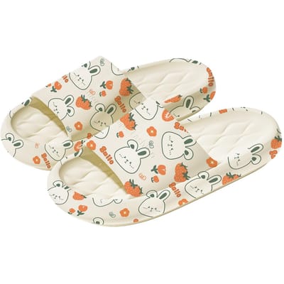 Zomer Unisex Slippers Bedrukt Cartoon Binnen Slippers Antislip Comfortabel Buiten Slippers 38-39 white