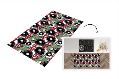 Keukenloper - Loper keuken - Patronen - Muziek - Vinyl - 120x60 cm - Keukenloper vinyl
