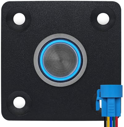 ProRide Metalen drukschakelaar Inbouwpaneel 220V ON-OFF - 16mm - met Aansluitkabel - LED indicatie Blauw