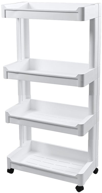 Decopatent - Smal Keukenrek opbergrek 4 laags op Wieltjes met Vakken - Smalle kast - Keukentrolley met wielen - Badkamer - Nisrek - Afm: 45.5 x 26 x 77 Cm