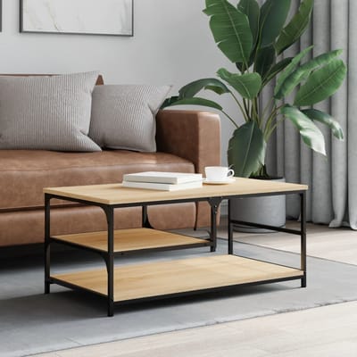 vidaXL - Salontafel - 90x49x40 - cm - bewerkt - hout - sonoma - eikenkleurig