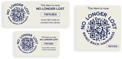 NoLongerLost - 'Triple Value Pack' Stickers - 3 stuks (verschillende afmetingen) - Gebroken Wit - Unieke QR code - Tracking
