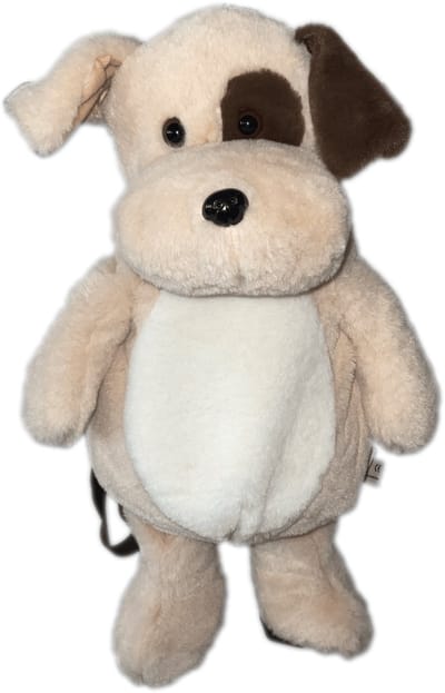 Cute since 1999 - Knuffel rugzak - Beige Hond Rugzak - Boekentas kleuter - Zachte rugtas meisjes en jongens - 45x25cm